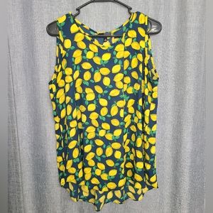 The Limited Lemon Print Sleeveless Blouse Top/blouse Size M